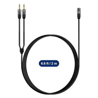 J&D 3.5 mm to 2X 3.5 mm Cable, Gold Plated Joint Copper Shell Heavy Duty 3.5mm 1/8 inch TRS Female to Dual 3.5 mm 1/8 inch TRS Male Y-Splitter Stereo Audio Adapter Cable, 6.6 Feet