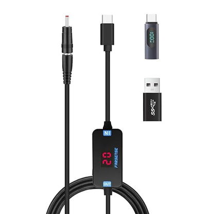 FARSENSE USB C to DC Adapter,Barrel PD Trigger Cable(3.3ft) with Type C Male to Femal/USB A to USB C/3.5x1.35mm Tips/,USB to DC Power Cable can Switching and LED Display Voltage