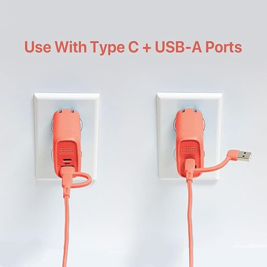 BLACK+DECKER USB C Multi Charging Cable, Fast Multi Charger Cable w/Adapter Braided 2in1 Multiple USB Cable, Universal Charging Cord w/Type C/USB Adapter for iPhone 17 16 15/Samsung/LG/Tablets/More