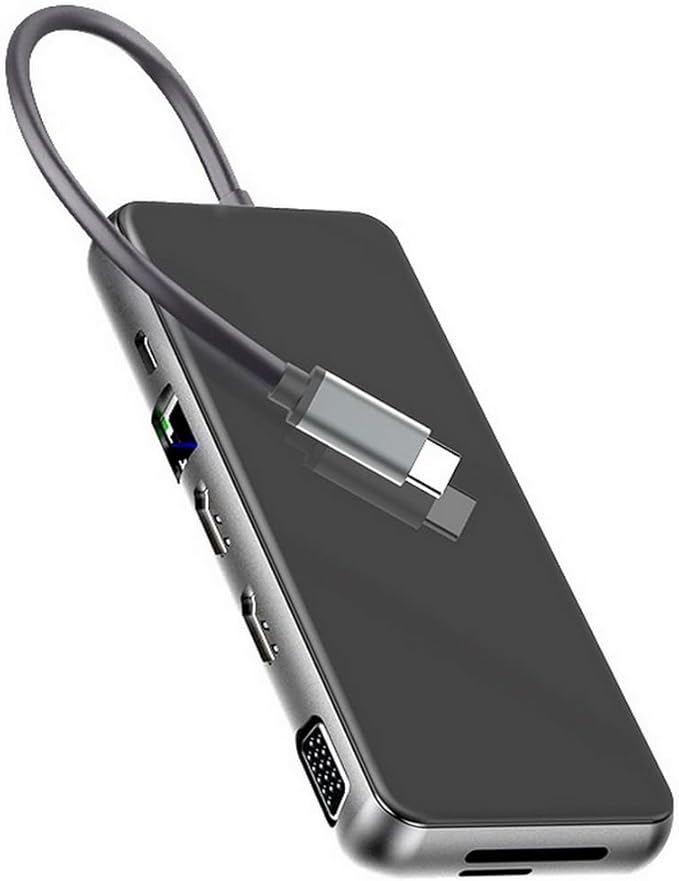 Generic 12 in 1 USB C Laptop Docking Station, Dual Monitor, 4K HDMI+VGA+USB3.0+SD/TF+PD 100W+Ethernet+Audio for Windows and Mac Laptops, Tablets, Smartphones