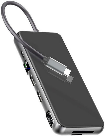Generic 12 in 1 USB C Laptop Docking Station, Dual Monitor, 4K HDMI+VGA+USB3.0+SD/TF+PD 100W+Ethernet+Audio for Windows and Mac Laptops, Tablets, Smartphones
