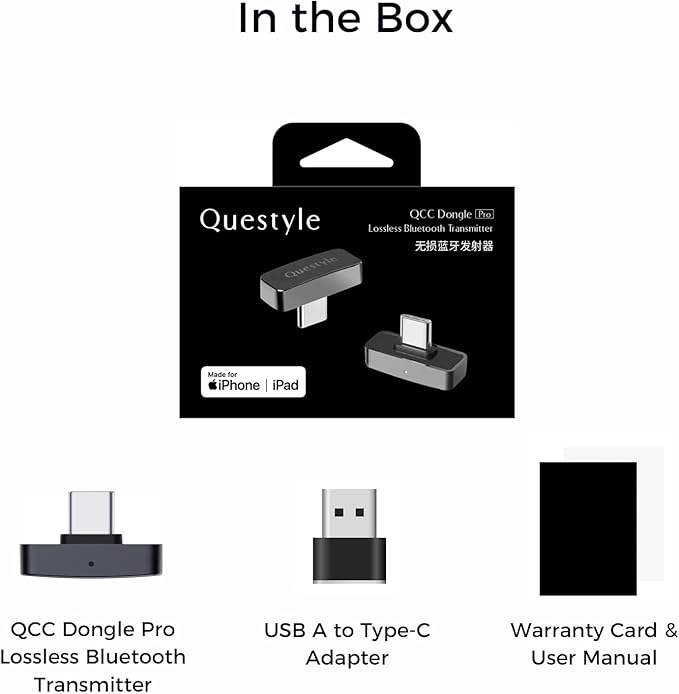 QCC Dongle Pro USB-C Bluetooth Adapter, Bluetooth 5.4 Audio Adapter with LDAC,aptX Lossless&aptX-Adaptive,Low Latency Wireless Lossless Transmitter to Connect Wireless Headphones & Earbuds