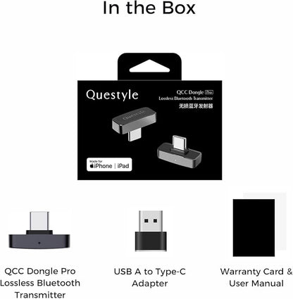 QCC Dongle Pro USB-C Bluetooth Adapter, Bluetooth 5.4 Audio Adapter with LDAC,aptX Lossless&aptX-Adaptive,Low Latency Wireless Lossless Transmitter to Connect Wireless Headphones & Earbuds