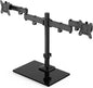 HUANUO Freestanding Dual Monitor Stand, 32 Inch Dual Monitor Mount for 2 Screens, Holds up to 19.8 lbs per Arm, Monitor Arm Riser with Tempered-Glass Base, Tilt, Swivel, Rotation, Black
