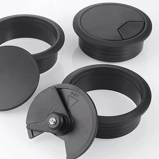 TuTuYa 6PCS Desk Grommet, Desk Cable Grommet 80mm (3-1/6inch) Black Desk Cable Hole Covers with Hole Saw, Ideal Solution for Office and Home Table Cable (Black, 3-1/6inch)