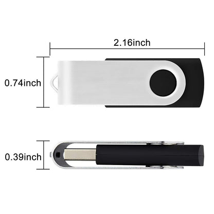 Aiibe 2GB Flash Drives 20 Pack 2GB USB Flash Drive Bulk USB 2.0 Thumb Drives Swivel Zip Drive (2 GB, Black)