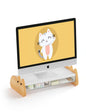 AFOOYO Dual Monitor Stand Riser, Wing-Shaped Sturdy Desktop Wood Stand for 2 Monitors, White Riser for Laptop, PC, Computer