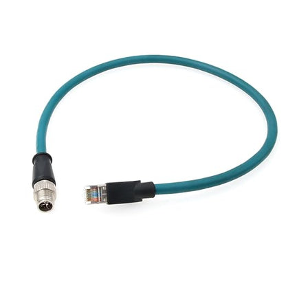 HangTon M12 Ethernet 8 Pin X Coded RJ45 CAT7e GigE Cable for Basler Cognex Vision Camera Sensor High Speed Network Switch Router PLC 30cm