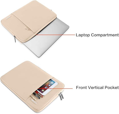 MOSISO Laptop Case 13.3 inch, 13-13.3 inch Laptop Sleeve Compatible with MacBook Air/Pro 13 / Pro 14, HP Dell ASUS Lenovo Notebook, Polyester Vertical Computer Sleeve Bag with Pocket, Apricot