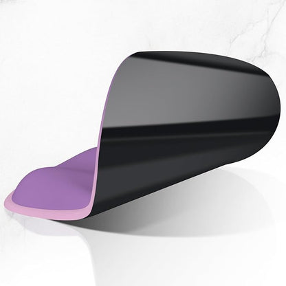ITNRSIIET Ergonomic Mouse Pad with Wider Memory Foam Wrist Rest +17% - Curved Cushion Reduces Pressure 20%, Pain Relief, Non-Slip, Smooth, Cute Colors, 9.85 x 9 in, Purple Pink Gradient