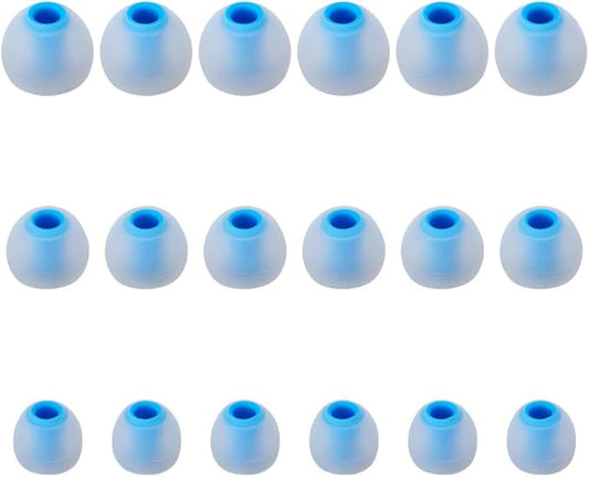 Earbud Tips Soft Silicone Earbuds Replacement Tips Fit for in-Ear Headphones(Inner Hole from 3.8mm - 4.2mm Earphones) 9 Pairs S/M/L,Transparent Blue