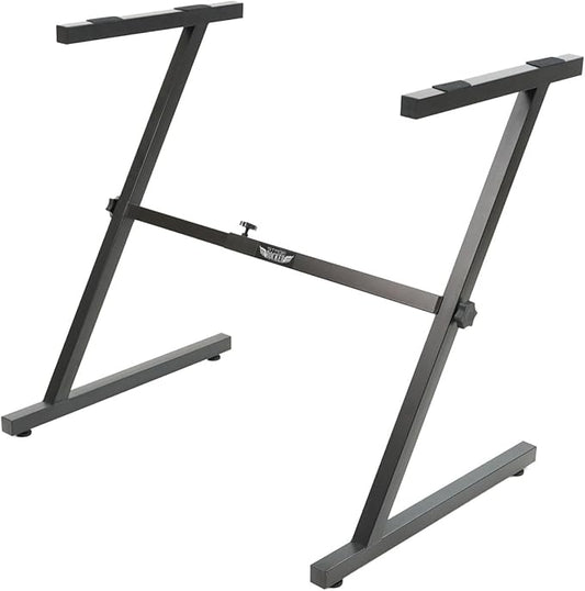 Stage Rocker Z-Style Keyboard Stand, Adjustable Width for 61/88 Key Keyboards, Sturdy & Durable Digital Piano Stand, Easy Storage, Sleek Black.