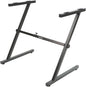 Stage Rocker Z-Style Keyboard Stand, Adjustable Width for 61/88 Key Keyboards, Sturdy & Durable Digital Piano Stand, Easy Storage, Sleek Black.