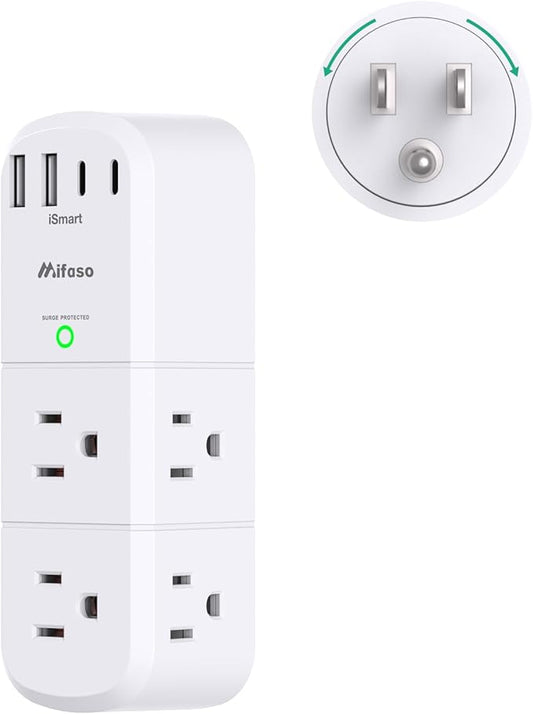 Surge Protector Outlet Extender with Rotating Plug Dorm Room Essentials