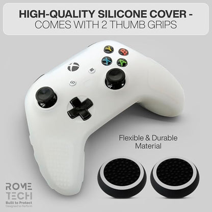 for Xbox Controller Series X/S (2024/2023) Silicone Protective Cover, Soft Skin Xbox Controller Accessories, Anti-Slip Cover with 2 Joystick Caps (White)