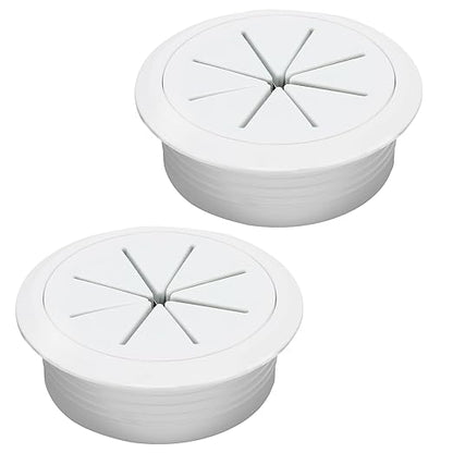 Desk Grommet 2-1/16" (53 mm), Desk Hole Cover for Cables White, Cable Grommet ABS Plastic, Desk Hole Grommet for Office and Home Table Cable, Detachable & Flexible Cable Cord Organizer-2 Pcs