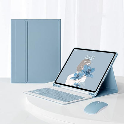 AnMengXinLing Keyboard Case for iPad mini 7th(A17 Pro) 2024/Mini 6th Generation with Mouse,Case for iPad mini7/mini6 with Detachable Wireless Bluetooth Keyboard Pencil Holder Slim Smart Cover, Blue