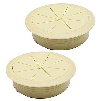 Desk Grommet 2" (50 mm), Desk Hole Cover for Cables Beige, Cable Grommet ABS Plastic, Desk Hole Grommet for Office and Home Table Cable, Detachable & Flexible Cable Cord Organizer-2 Pcs