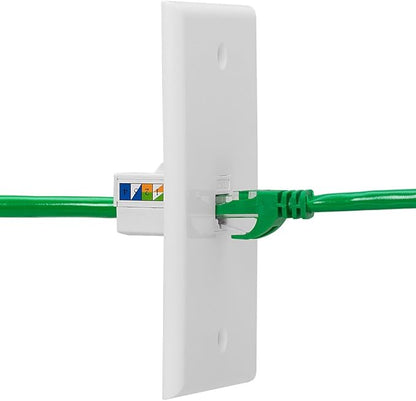 Cmple - RJ45 Keystone Jack 90 Degree Cat6 Keystone Jack Insert Punch Down RJ45 Connectors Female for Wall Plates, Patch Panels, Patch Cables, Ethernet Cables - White
