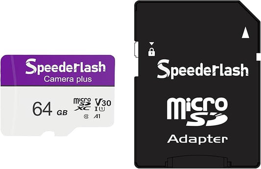 Speederlash 64GB Micro SD Card with Adapter, A1, U3, Read Speed Up to 95MB/s, High Speed Memory Card for Cams, Drones, Smartphone, Tablet