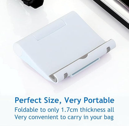 Cell Phone Stand for Desk Foldable Cell Phone Holder Desk Tablet Holder Mobile Phone Dock, Multi-Angle Universal Adjustable Tablet Dock Compatible with Most Cell Phones (White)
