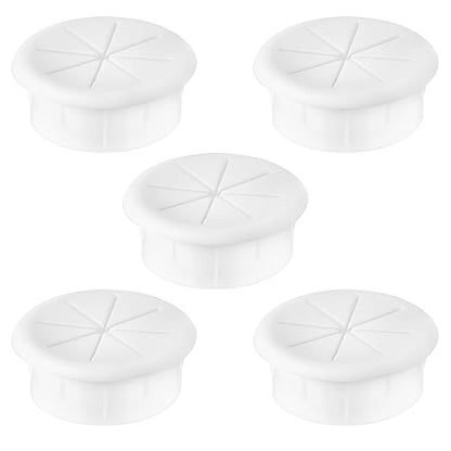 2" White Desk Grommet, JTemgle Flexible Cable Grommet Rubber Cable Hole Cover Wire Organizer Caps Desktop Cord Management for Home Office TV Stands Tabletops, 5 Pieces