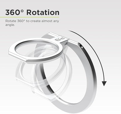 PureGear Magnetic Phone Grip Ring Stand, Magnetic Phone Ring Holder for MagSafe iPhone 16, 16 Pro, 16 Plus, 16 Pro Max, 15, 15 Plus, 14, 14 Pro, 14 Pro Max, 13, 12 Adjustable Kickstand(Brushed Silver)