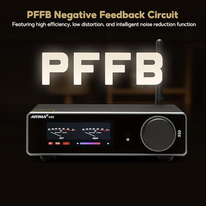 AIYIMA A80 Bluetooth Amplifier DAC Stereo HiFi Home Audio Receiver with PFFB 2.0 Channel Hi-Res Class D Power Amp with PC-USB Coaxial Optical TRS RCA Input