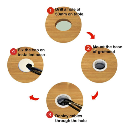MAHDPRO Desk Grommet White 2 Inch (50 mm) Pack of 5-ABS Plastic Desk Cord Hole Cover to Arrange Cables & Wires Through Computer Table/Countertops