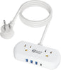 SUPERDANNY Power Strip with USB, Mini Desktop Charging Station with 2 Wide-Spaced Outlets & 4 USB Ports, 2ft Portable Flat Plug Extension Cord for Travel, Dorm, Room, Home Office Essentials, White