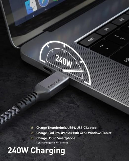 Maxonar [2 Pack 4Ft] Thunderbolt 4 Cable, 240W Thunderbolt Cable 40Gbps Sync 8K/5K@60Hz Display and for Thunderbolt 4, Thunderbolt 3, USB4, and USB-C Devices