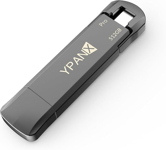 YPANX 512GB Pro Portable SSD, 1000MB/s Speed, USB 3.2 Gen 2 + Type C Dual-Port, Lightweight External SSD for iPhone 15/16/17/Pro/Pro Max, Android, Windows, Mac, Tablets