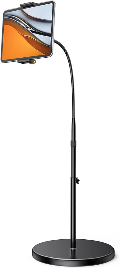 Lamicall Tablet Floor Stand Holder - Gooseneck Tablet Mount for Bed, 63" Adjustable Height & 10.6lb Stable Base, for Gifts: 4.7-13" Tablets, iPad Pro 13/9.7, Air, Mini, Galaxy Tab, Kindle, Phones