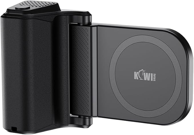 KIWIFOTOS Magnetic Phone Camera Grip for Magsafe Phone Tripod Handle with Bluetooth Remote & Tripod Mount Adapter for iPhone 16 Pro Max Samsung Smartphone Vlog Video Shooting (Black)