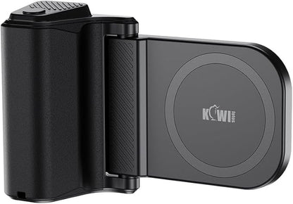 KIWIFOTOS Magnetic Phone Camera Grip for Magsafe Phone Tripod Handle with Bluetooth Remote & Tripod Mount Adapter for iPhone 16 Pro Max Samsung Smartphone Vlog Video Shooting (Black)