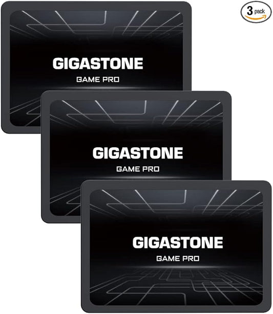 Gigastone 512GB SATA SSD (3-Pack) 2.5 inch SSD 520MB/s Upgrade Laptop PC Memory and Storage PS4 HDD Replacement 2.5" Internal Solid State Hard Drives SATA III SLC Cache 3D NAND Game Pro Performance