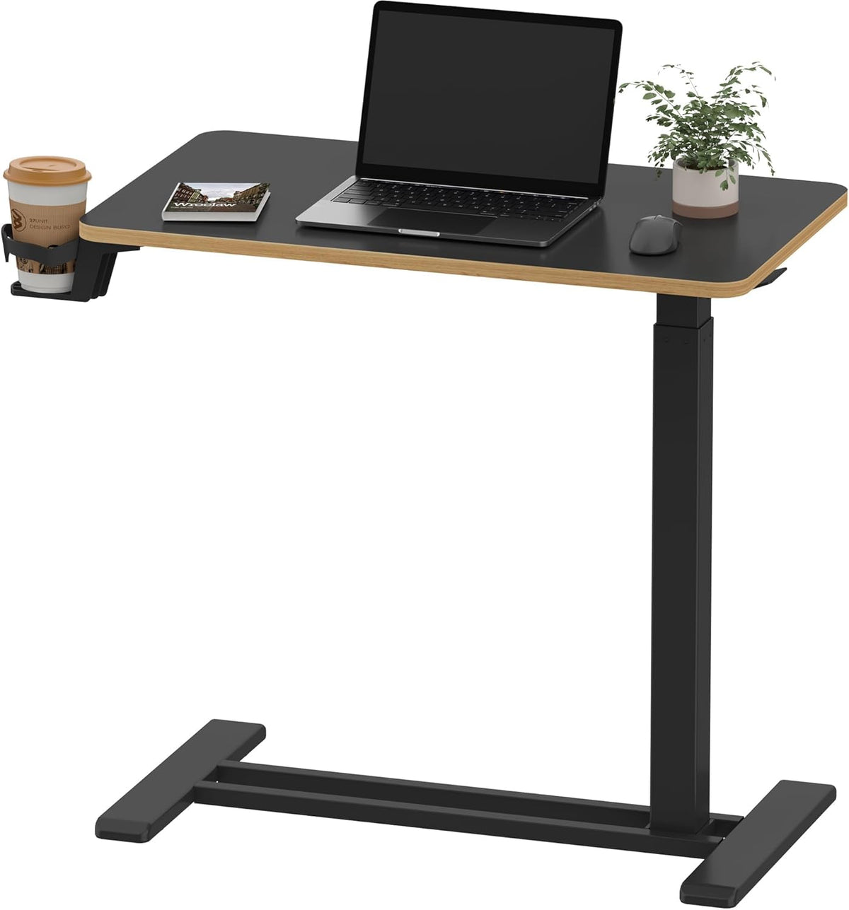 SANODESK 24''Pneumatic Height Adjustable Overbed Bedside Table Mobile