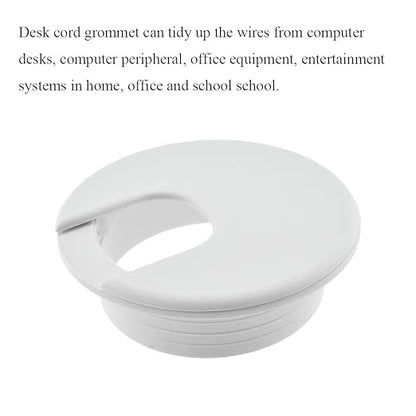 HAHIYO 2Pcs 2Inch/50mm White ABS Plastic U-Shaped Desk Grommet Wire Grommet Cable Management Cord Hole Cover Desk Wire Hole Insert Wire Organizer for Computer Office Home School Equipment Systems