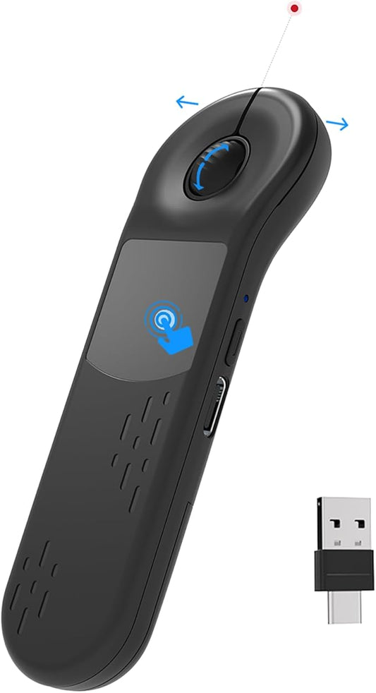ZOZVO Rechargeable Air Mouse for PC/iOS/Android with Touchpad Wireless PPT Presenter with Bluetooth 2.4G, Works with PowerPoint/Keynote/TikTok/Camera/Kindle App (Black)