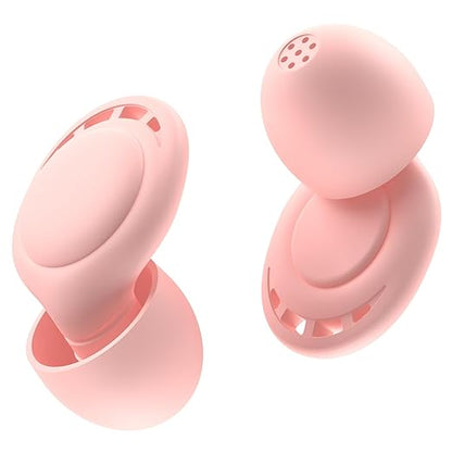 Ear Plugs for Sleeping Noise Reduction, Beinkap Reusable Earplugs Hearing Protection for Focus, Study, Work – 6 Pair Eartips in S/M/L – Flexible Silicone Soft – 35dB Noise Cancelling - Pink