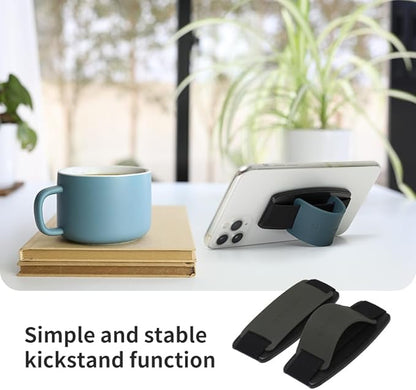 Sinjimoru Detachable Phone Grip Kickstand for Wireless Charging Compatible Phone Finger Holder for iPhone & Smartphones. Sinji Mount S-Grip Black