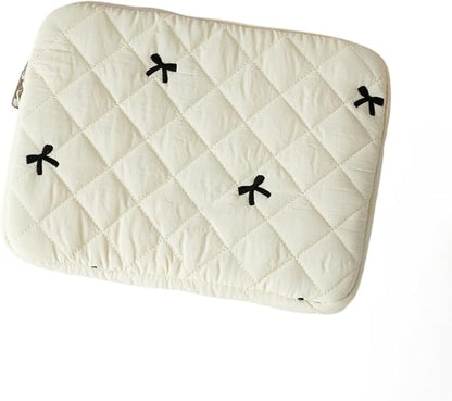 Cute Bow Graphic Carrying Laptop Bag Y2K Preppy Laptop Sleeve Case Bag Kawaii Pad Computer Protect Case Pouch (15-15.6 inch,White)