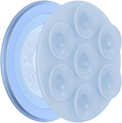 PopSockets Suck-Up™ Suction Grip & Stand, 3-in-1 MagSafe Phone Mount for iPhone, Strong Hold on Mirrors & Glass, Swappable Top, Portable & Reusable - Frost