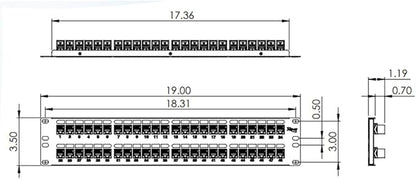 ICC CAT5e Feed-Through Patch Panel, 48 Port, 2U Rackmount, RJ45 Ethernet Patch Panel, No Punch Down, PoE++ and TAA Compliant, Black
