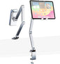 iPad Mount for Desk Aluminum Alloy Tablet Stand Foldable Overhead Arm Holder Mount Fits for 4.7-15.6" Screen Phone,Kindle,Fire HD,Monitor,iPad,Galaxy Tab Series (Silver)