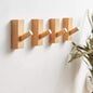 HomeDo 8Pack Adhesive Wall Hooks Hat Rack, Wooden Coat Hooks Wall Mounted, Decorative Single Organizer Hat Hanger Towel Rack, Heavy Duty Hooks (Rectangle-Beech,8P)