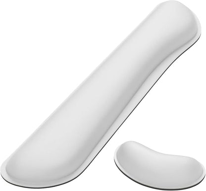Dapesuom Enlarge Keyboard Wrist Rest, Memory Foam Wrist Cushion for Desk Mats Support, Cute Typing Pain Relief Keyboard Mouse Pad Rests Set with Non-Slip Base for Gaming Laptop Office, Ivory White