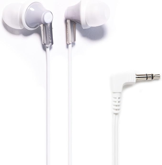 Panasonic ErgoFit Wired Earbuds, 3.5mm Jack In-Ear Headphones Wired with Dynamic Crystal-Clear Sound and Soft Ergonomic Custom-Fit Earpieces (S/M/L), for Phones and Laptops - RP-HJE120-S (Silver)
