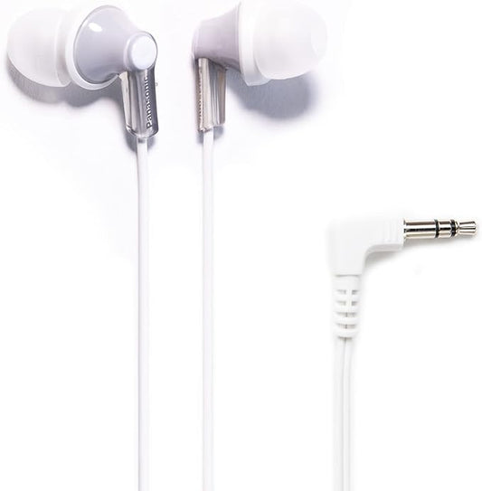 Panasonic ErgoFit Wired Earbuds, 3.5mm Jack In-Ear Headphones Wired with Dynamic Crystal-Clear Sound and Soft Ergonomic Custom-Fit Earpieces (S/M/L), for Phones and Laptops - RP-HJE120-S (Silver)