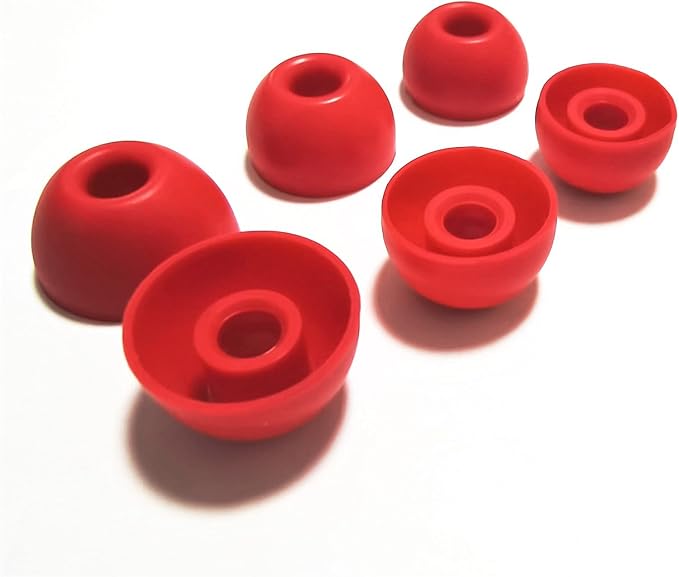 Silicone Ear Tips for Beats Studio Buds - Replacement Earbuds Cover 6 Pairs (LMS Red)